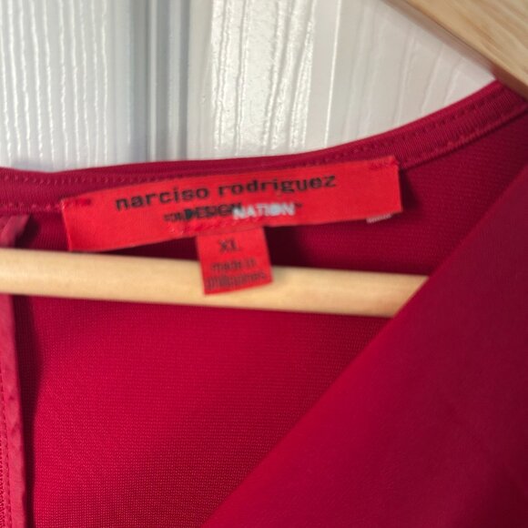 Narciso Rodriguez for Design Nation Dress Women’s Ruched Red Midi Sheath SZXL - Picture 8 of 9